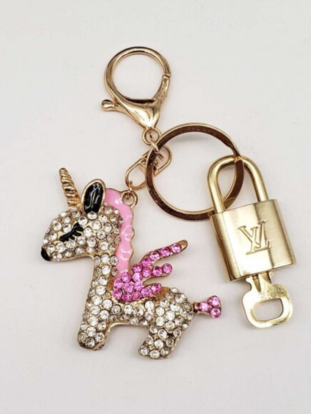 Authentic LV Gold Padlock & Key Set ✨ Luxury Bag Charm w/ Unbranded Keychain - Picture 3 of 8
